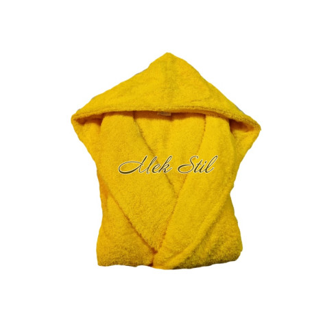  Юношески халат с двойна качулка жълт 